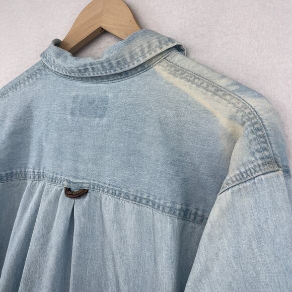 MARLBORO COUNTRY STORE Shirt Mens L Denim Button Up Cowboy Vintage Cotton Blue - Picture 9 of 12